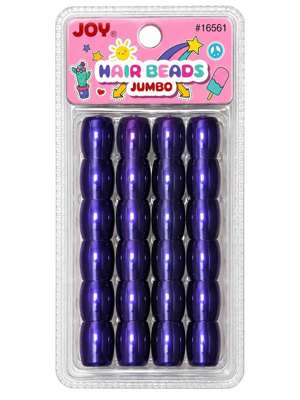 Purple Jumbo Hair Beads - Pack of 24
